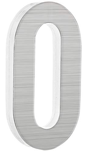 PEELCO Silver Stainless Steel Floating Address Numbers for Houses 3", Acrylic Backing, 3M Double Sided Tape, Hardware Included, 0