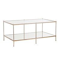 Southern Enterprises Knox Cocktail Table - Metallic Gold Metal Frame w/Glass Tops - Glam Style Décor