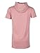 Screenshotbrand Mens Hip Hop Longline Premium Tee - Pullover Hooded Fashion T-Shirt High-Low Distress Ripped - Pink - 2XLarge