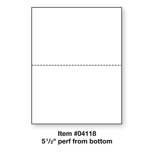 PrintWorks Professional Paper, 8.5 x 11, 24 lb, 1 Horizontal Perf 5.5" From Bottom, 2500 Sheets, White (04118C)