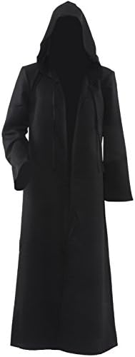 Allten Men's Costume Halloween Black Tunic Hooded Robe Cloak