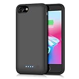 QTshine Battery Case for iPhone 8/7, [6000mAh] Protective Portable Charging Case Rechargeable Extended Battery Pack for Apple iPhone 8&7(4.7') Backup Power Bank Cover - Black