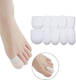Sumifun Toe Caps  Toe Sleeves For Hammer Toes Gel Finger And Toe Tubes Toes Protector Friction Pain Relief (White)