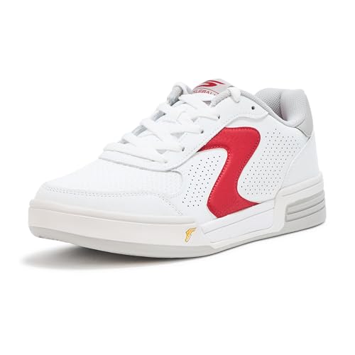 Skechers Men's Viper Court Classic Pickleball Sneaker, White/Red, 7