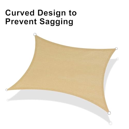 LOVE STORY 12' x 16' Rectangle Sun Shade Sail Canopy UV Block Sun Shade for Outdoor Patio Garden Backyard, Sand (We Make Custom Size)