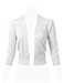 Women's 3/4 Sleeve Open Front Cropped Bolero Cardigan Shrug Sweater XL White