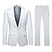 YFFUSHI Mens 2 Piece Suits One Button Formal Slim Fit Solid Color Wedding Tuxedo White