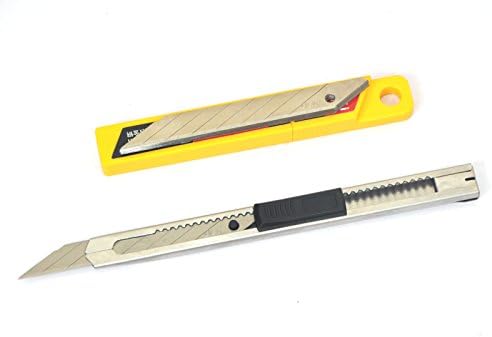 Stainless Steel 30 Degree Blade Utility Knife Tape Box Cutter Razor Set Retractable Lightweight Compact Extended Use for Office, Home, Arts, Crafts, Hobby for Cutting Boxes, Cartons, Cardboard