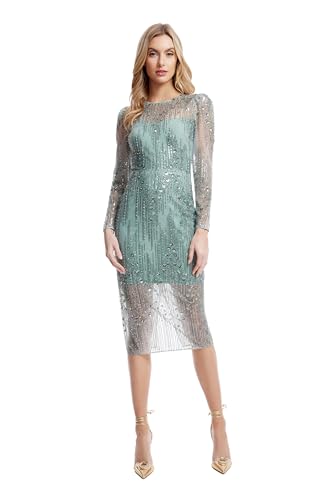 Dress the Population Women's Sophia Diamond Waterfall Beaded Sequin, Midi, Body…