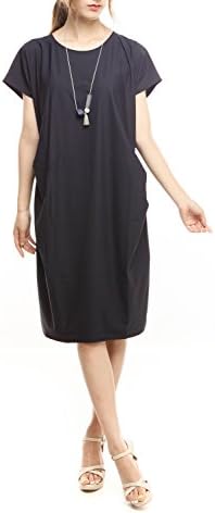 Kate Lux Modern Style Chic Summer Dress With Cool Fabric (Dark Blue)
