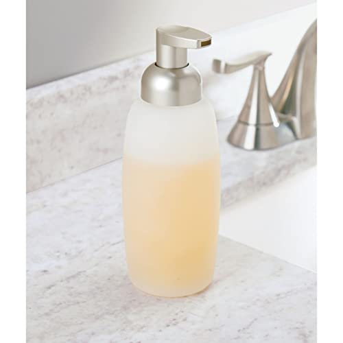 mDesign Glass Refillable Foaming Soap Dispenser Pump Bottle for Bathroom Vanity Countertop