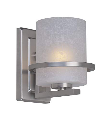 Forte Lighting 2404-01-32 1-Light Transitional Wall Sconce, Antique Bronze Finish with Umber Linen Glass Shade