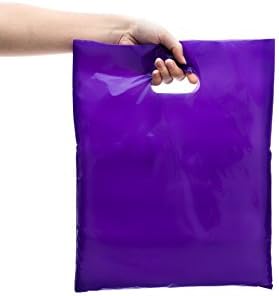 200 12x15 Glossy Pink and Purple Vibrant Plastic Gift and Shopping Bags with Handles/Merchandise/Retail Bags |Die Cut Handles|Vibrant Pink &amp; Purple|