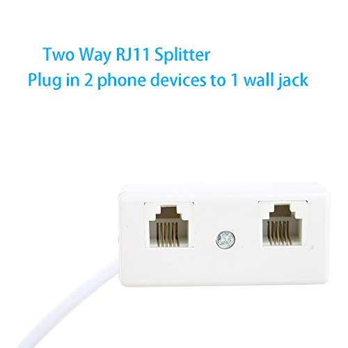 Urmust RJ11 6P4C Plug to 2-Way RJ11 Dual Female Secondary Splitter Socket Adapter for Landline Telephone Modular Phone Cable Separator Jack Filter