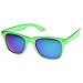zeroUV Retro Bright Horn Rimmed Sunglasses with Colorful Mirrored Lenses - UV400 (Green)