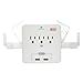 Amalen UL Certified Wall Mount Power Surge Protector with 3 AC Outlet Plug + 2 USB Charger Ports (2.1A) + Holder