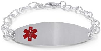 Free Engraving- Stainless Steel Polished Medical Alert ID Tag Identification UNISEX Bracelet - MEDI.D 34