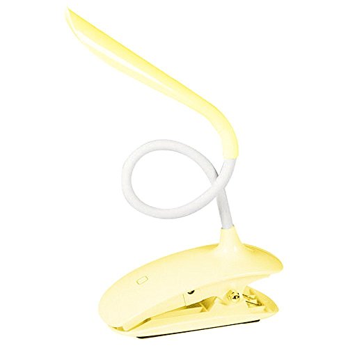 WONFAST 14 Led Cordless Clip on Desk Lamp Gooseneck Tube Touch Sensitive LED USB Rechargeable-3 Level Adjustable Brightness Lights for Indoor & Outdoor Table Reading (Yellow)