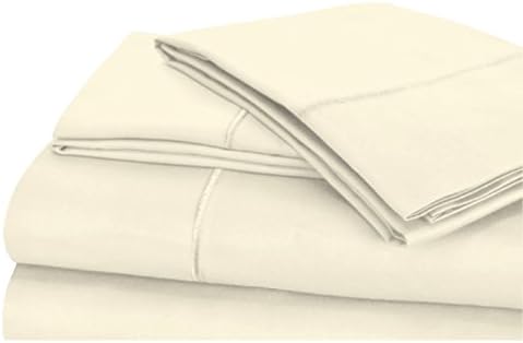 600 Thread Count 100% Long Staple Soft Cotton Sheet Set with BONUS Pillowcases, 6 Piece Set,QUEEN SHEETS, Smooth Sateen Weave,16" Deep Pocket,Luxury Bedding,Marrow Hem,ECRU,by Dream Castle Linens