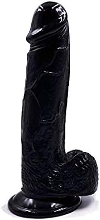 7.8 inch Body Relaxation Realistic Soft Real Massage Toy with Suction Cup Hands-Free Artificial (Black)