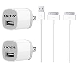 iPhone 4 4s iPad 1 2 Charger 4in1 Combo Set - Liger Electronics 2x 3 Feet Data Syncing 30 Pin Usb + X2 Wall USB Plug for iPhone 3 iPhone 4 4s iPad 1 2 iPod 1th 2nd 3rd 4th Gen,IOS 8 compatible