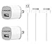 iPhone 4 4s iPad 1 2 Charger 4in1 Combo Set - Liger Electronics 2x 3 Feet Data Syncing 30 Pin Usb + X2 Wall USB Plug for iPhone 3 iPhone 4 4s iPad 1 2 iPod 1th 2nd 3rd 4th Gen,IOS 8 compatible
