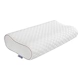 Lunvon Queen Memory Foam Bed Pillow for Sleeping Height Adjustable Cervical Pillow with Pain Relief Design Breathable Cooling Hypoallergenic Cotton Cover Protector CertiPUR-US, White