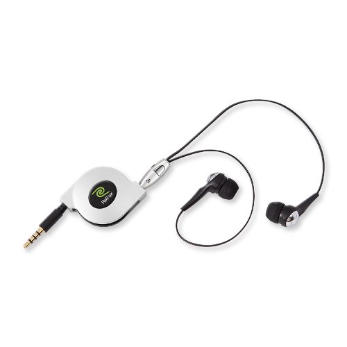 ReTrak Retractable Earbuds with In-Line Mic and iPhone Controls, Silver (ETIPHONEAUDIO)