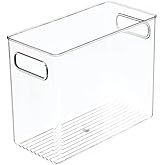 mDesign Tall Modern Stackable Plastic Storage Organizer Bin Basket with Handles for Bathroom Vanity Organization - Shelf, Cubby, Cabinet, or Closet Organizing Decor - Ligne Collection - 8 Pack - Clear