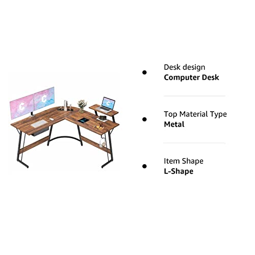 CubiCubi L Shaped Desk, Computer Corner Gaming Desk with Large Monitor
