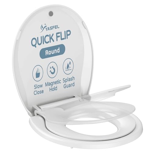 YASFEL Toddler Toilet Seat Built in, Potty Training Toilet Seat for Toddlers, Kids & Adults White Plastic Toilet Seats Standard Round Slow Close with Magnets(White, 16.5”) Image YASFEL Toddler Toilet Seat Built in, Potty Training Toilet Seat for Toddlers, Kids & Adults White Plastic Toilet Seats Standard Round Slow Close with Magnets(White, 16.5”) Image