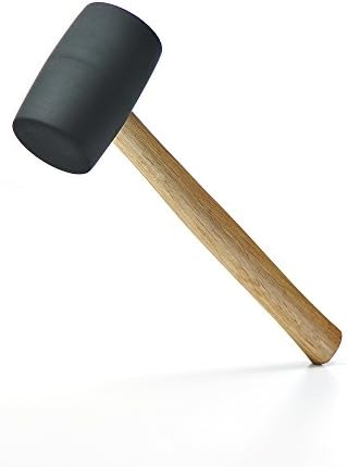 Hampous 16 Ounce Black Rubber Mallet with Wooden Handle
