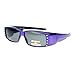Womens Polarized Fit Over Glasses Sunglasses Rhinestones Rectangle Purple