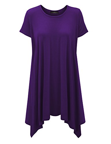 LL WT1110 Womens Short Sleeve Side Panel Loose Fit Tunic Top S DARK_PURPLE
