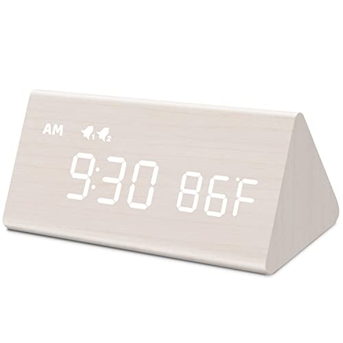 MOSITO Wooden Digital Alarm Clock with 0100 Dimmer, Dual Alarm
