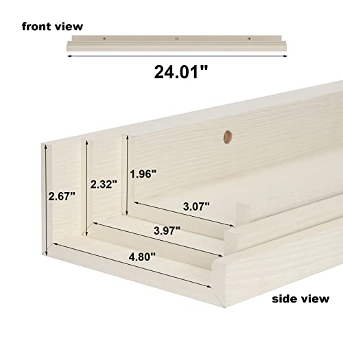 Giftgarden 24 Inch Ivory White Floating Shelves for Wall, Wooden Wall