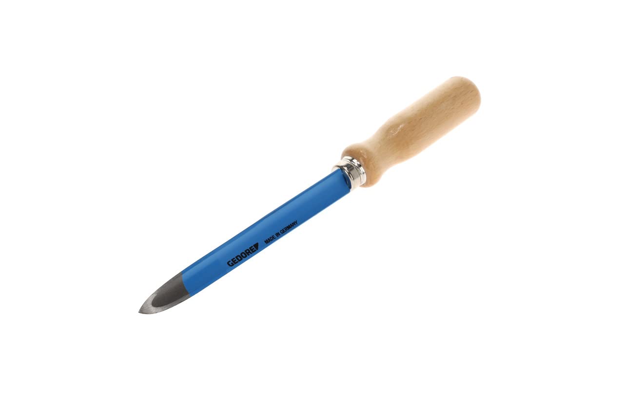 GEDORE Three-edged hollow ground scraper, for Deburring workpiece edges, Blade 150 mm, Wooden handle, Flanged clamp, 132-150