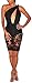 sexycherry Women Boho Bodycon Sexy Lace Floral Halter Strap Deep V Neck Evening Club Mini Dress Black