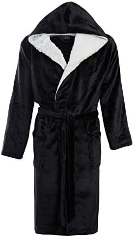 Mens Luxury Super Soft Men Dressing Gown Hooded Bathrobe
