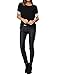Leadingstar Casual Spliced Short Sleeve T-Shirt Blouse Tops for Women-Black XL