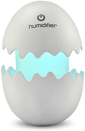 Touchshop Cool Mist Humidifier Mini Portable Egg Ultrasonic Air Humidifier Diffuser with Whisper-Quiet Operation, Automatic Shut-Off, Adjustable Mist Mode and LED Night Llight for Car Office Baby