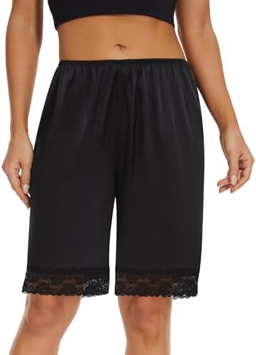 bloomer shorts for under dresses Feancey Bloomer Shorts for Women Elastic High Waisted Ruffle Hem Casual  Shorts for Under Dresses Skirts Safety Layered Shorts Beige L