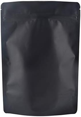 Self Sealing Zip Lock Stand Up Bags Mylar Pouches Tear Notch Heavy Duty Aluminum Foil Resealable Zipper Ziplock Heat Sealable Package for Food Coffee Candy Snack Cookie Herbs Spices Storage Pack of 50 (Matte Black, 16x23cm (6.3"x9.1"))