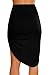 Simlu Womens Drape Up Stretchy Asymmetrical High Low Short Mini Bodycon Pencil Skirt, Black, Medium