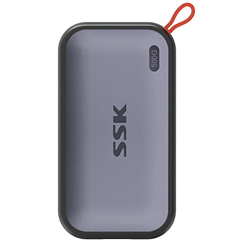 SSK 500GB Tragbare Externe NVME-SSD, bis zu 1050 MB/s, Extreme Übertragungsgeschwindigkeit, USB 3.2 Gen 2 Solid State Drive für Typ-C-Smartphones, PS5