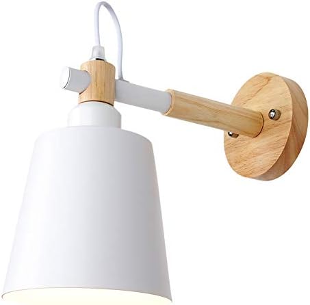 Wood Wall Lamp, Nordic Wall Sconces, Iron Wall Lamp, LED Wall Sconce Lighting, Creative Hanging Wall Lamp, Decoration Nordic Designer Corridor Hotel, Macaroon Wall Light for Living Room (White)