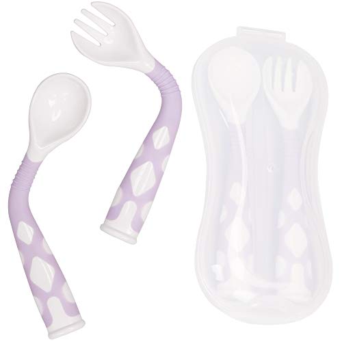 Qshare Baby Utensils Spoons with Travel Safe Case, Toddlers Feeding Training Spoon with Easy Grip and Bendable Function, Perfect Self Feeding Learning Spoons (Set of Purple) - Thumbnail 7
