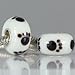 Dog Paw Glass Charm 925 sterling silver core fit Pandora Charms Bracelets