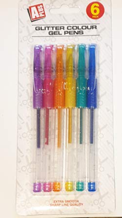 HomestreetUK Colourful Gel Pens Set of 6 Glitter or Metallic Extra Sharp Smooth Rainbow Colours (Glitter)