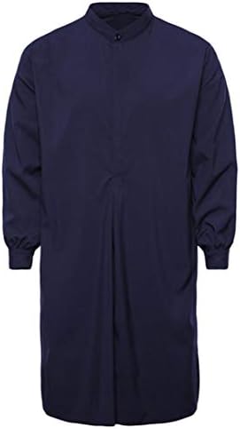 NRUTUP Men's Autumn Casual Muslim Thobe Islamic Arabic Clothing Long Sleeve Shirt Autumn Winter New Tops (Navy, S)